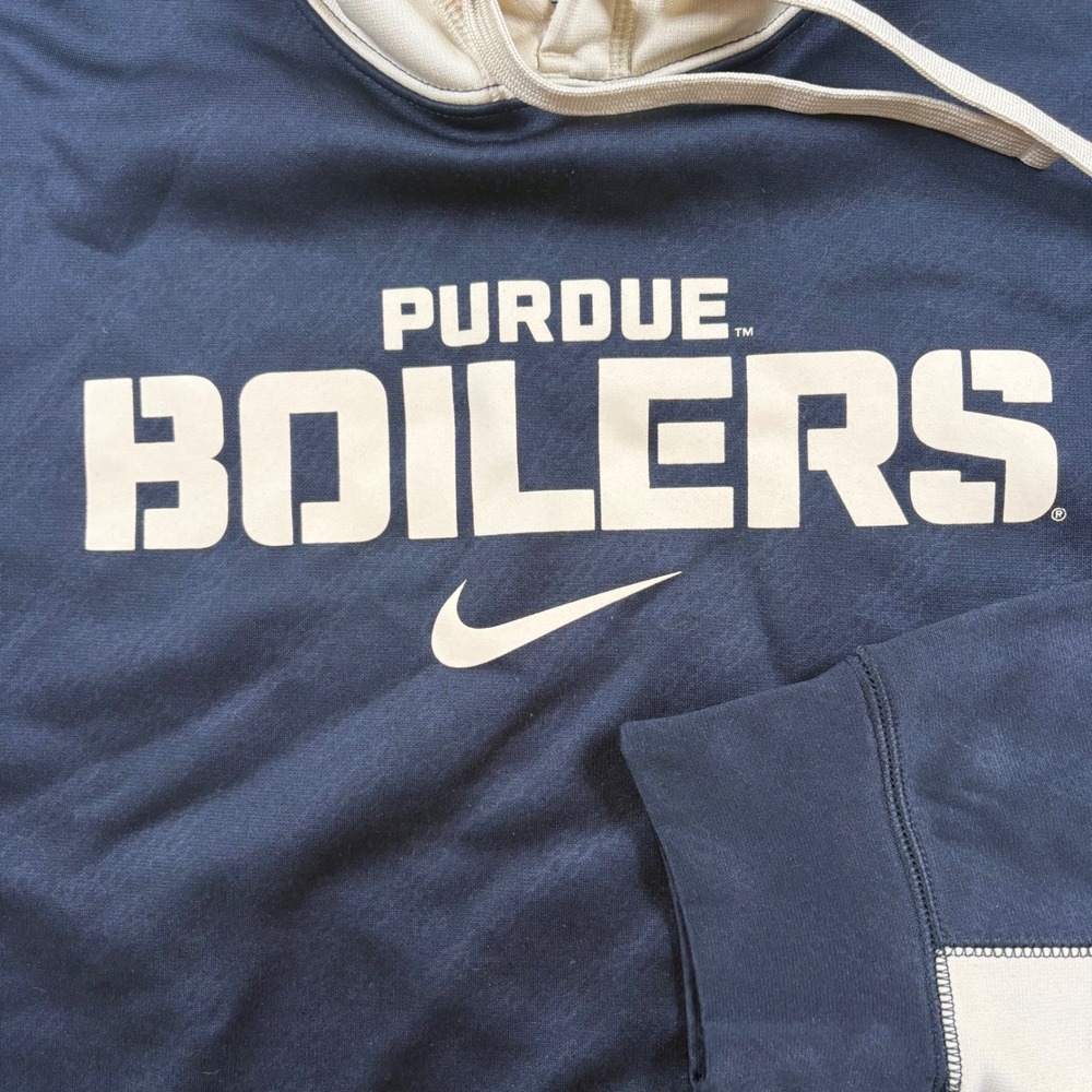Nike Purdue Boilers Hoodie Mens Medium Black Gold Therma-FIT NCAA Sweatshirt - Picture 3 of 12